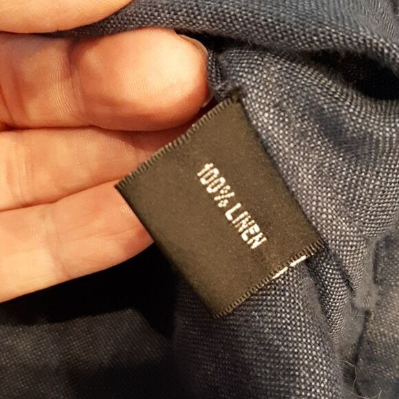 Company Ellen Tracy Blue Linen Button Down Shirt - Picture 5 of 8